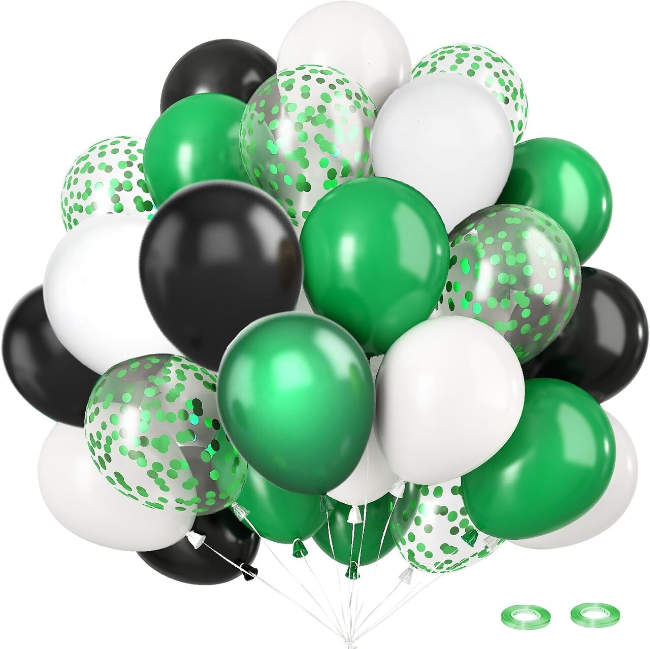 reen Black White Balloons, 50Pcs 12inch Latex Balloons Set for Women Girl Baby Shower Birthday Wedding Party Decorations, Balloon Bunches in Color Black,White,Green